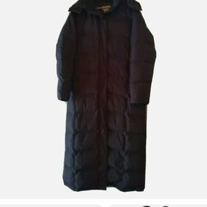 L.L. BEAN Women's Size L Brown Goose Down Hooded Long Puffer Coat Winter Parka